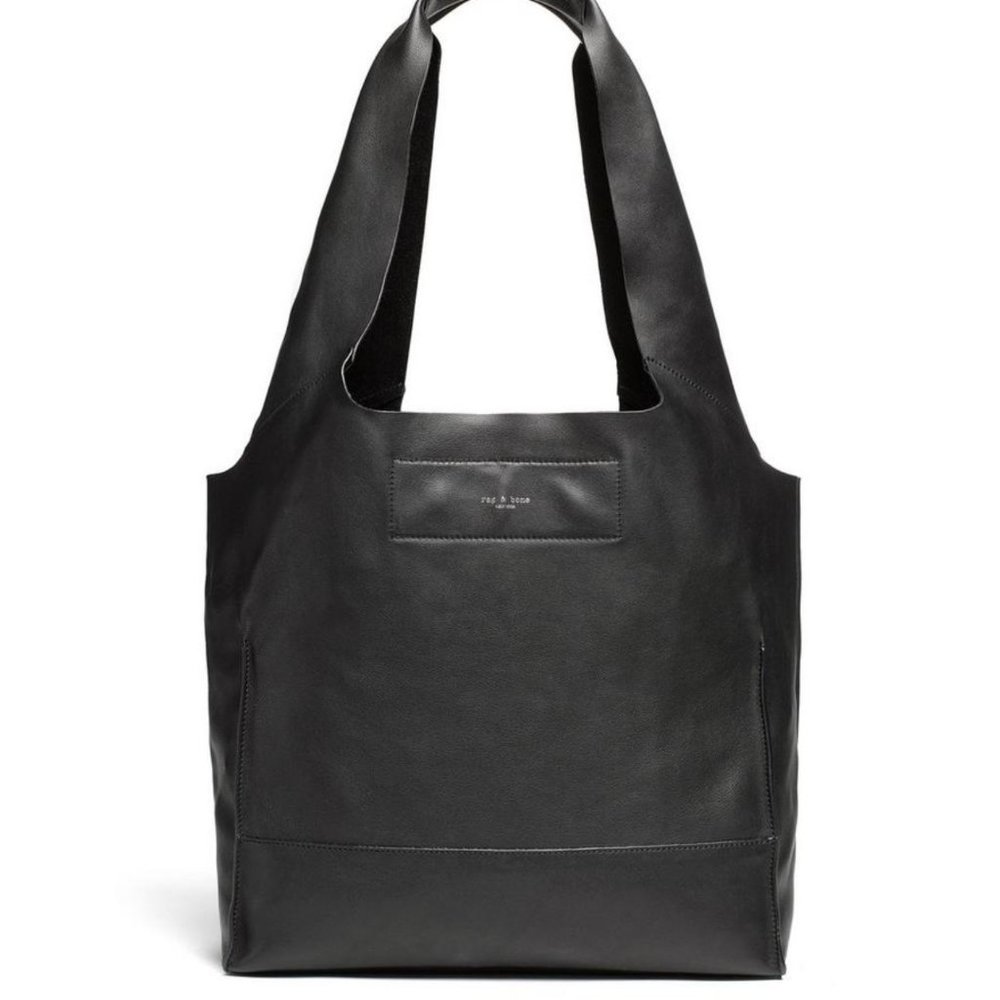 rag & bone - walker shopper tote, black leather